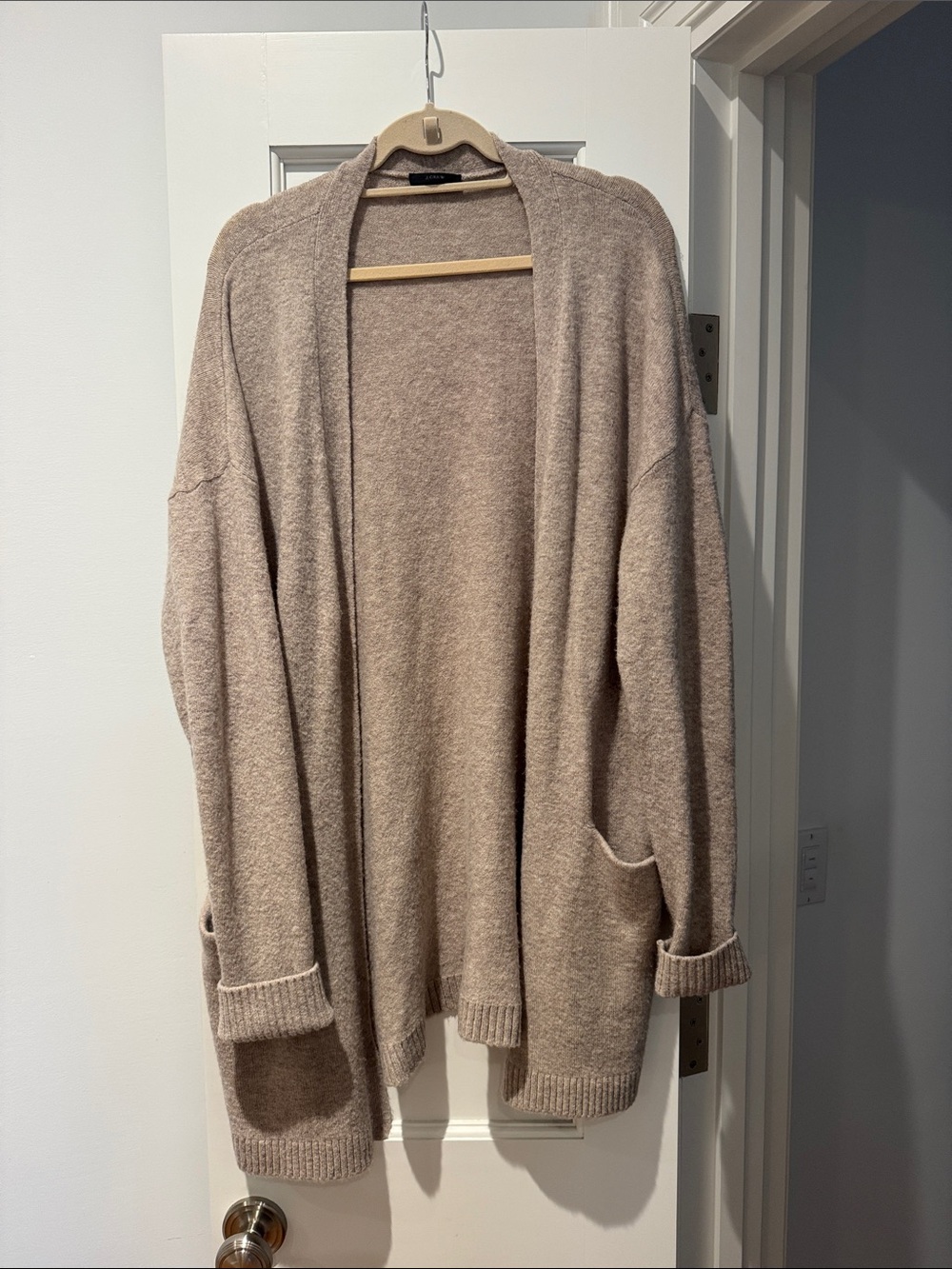 J. Crew Open-Front Cardigan in Light Taupe
